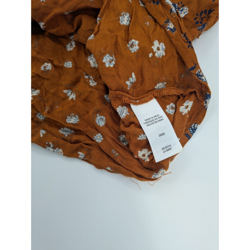 Lucky Brand Top Blouse Size 2XL Plus Floral Smocked‎ Cottagecore Peasant - Picture 6 of 7